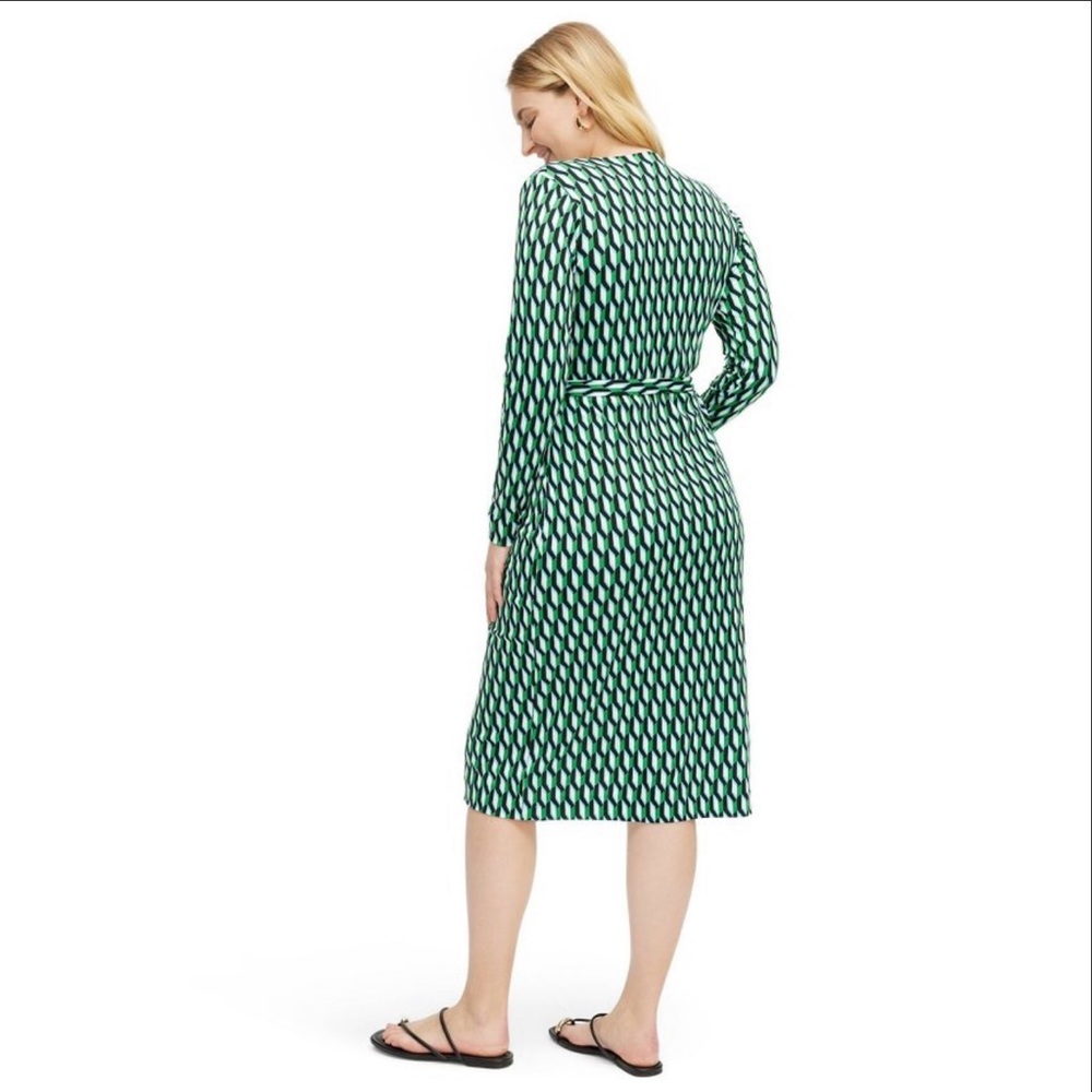 Diane Von Furstenberg x Target Arrow Geo Print Green Wrap Dress - Size L